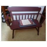 Wooden Bench w/cushions 39x18.5x32"