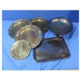 Silver Cake Pedestal,tray&plates