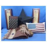 Fringed Blanket,Large Metal Star,Pillow&More