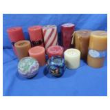 Various Large Candles in Cloth Bag