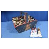 Handpainted Wooden Basket w/Tubes&Bottles of