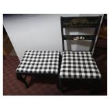Handpainted Wooden Chair & Wooden Stool, Both