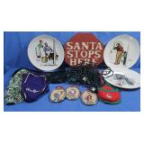3 Norman Rockwell Collector Plates,Wooden Santa