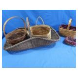 5 Wicker Baskets-3 Longaberger, 2 cloth lined