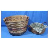 2 Longaberger Baskets, 1 cloth lining