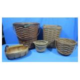 5 Baskets-3 Longaberger-1cracked at top