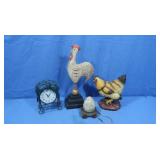 Decorative Chickens/Roostrer,Metal Clock&Egg on