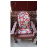 Red Wooden Adirondak Chair w/Cushion