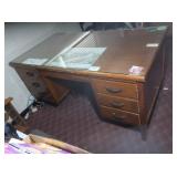 Wooden Desk w/glass topper 59x33x30.5"