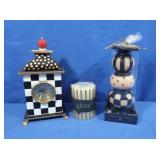 McKenzie Child Country Check 10" Clock&Candles(2)