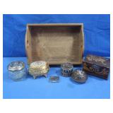 Various Metal,Wood&Glass Trinket Boxes