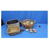 3 Baskets, 1 Longaberger,lidden,wooden& Plastic