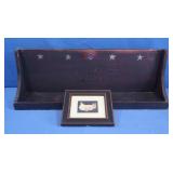 Large Wooden Shelf&Framed Warren Kimble Pic