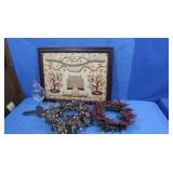 Framed Embroidery by Marion Wilson, 2 wreaths,