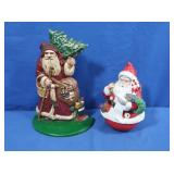 Heavy Metal Standing Santa&Ceramic Musical Santa