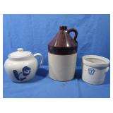 Vtg. 2 Tone Stoneware Jug,Plaftzgraff "Yorktowne