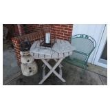 32" Wooden Snowman, Folding Plastic Table,2