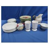 Various Ceramic Plates, Pitcher,Cups&more