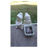 2 Cement Gnome Statues