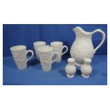 Currant Leaf Ceramic Pitcher,Glasses, S&P