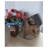 Birdhouse 19"H,Metal Stars&Stripes Bucket