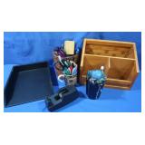 Scissors-Pens-Markers-Woven Wood Desk