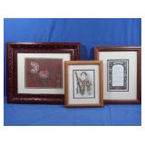 Framed Floral Print,Santa Print&"Friend" Poem