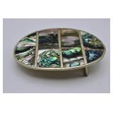 Silver & Abalone Belt Buckle 40.5gr Gross Wt