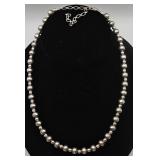 Sterling Bead Necklace, 28.5gr, 17-21" Adjustable