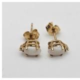 14K Opal Earrings w/ Diamond 0.7gr