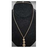 Antique 10k Gold Lavalier Necklace,Diamond&Pearl