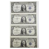 4 Mint Silver Certificates- 1957, 157A, 1957 A,