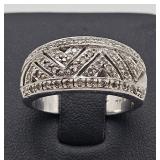Sterling Ring w/ Diamonds, Approx 1/2ct TW Size 9