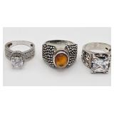 3 Sterling Rings w/Stones, 26gr TW