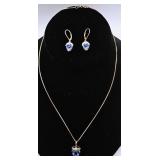 Sterling Gold Plated Iolite Earring & Pendant Set