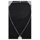 14k White Gold w/ Diamond Necklace, 16" Chain,