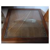 26x26x29 Wood End Table w/Glass Top