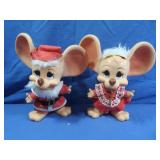 Vintage Mr.&Mrs. Mouse Rubber Christmas Figures