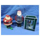 Stained Glass Candle Holder&Vintage Santa Candy