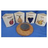 Lazy Susan Vintage Ceramic Canister Set(no lid)