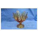 Vintage Murano Amber Stretch Glass Bowl-7"H-Very