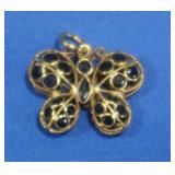 14K Butterfly Charm w/Sapphires 1gr.