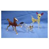 Handblown Glass Miniature Figures-horse,deer&fox