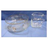 Federal Glass Starburst Pitcher&Lg Glass