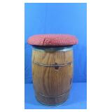 22" Wooden Barrel Stool w/Cushion Seat