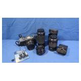 Vintage Minolta XD11 35MM Camera w/Asst. Lenses