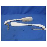 Vintage Brush & Shoehorn Set w/Horse Head Handles