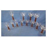 Cordial Vintage Glasses-Amber Beaded Stem Wine