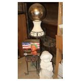 Gazing Ball, Metal Plant Stand&Ceramic Figure