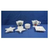 Westmoreland Glass Sugar Bowl&Creamer&Milk Glass